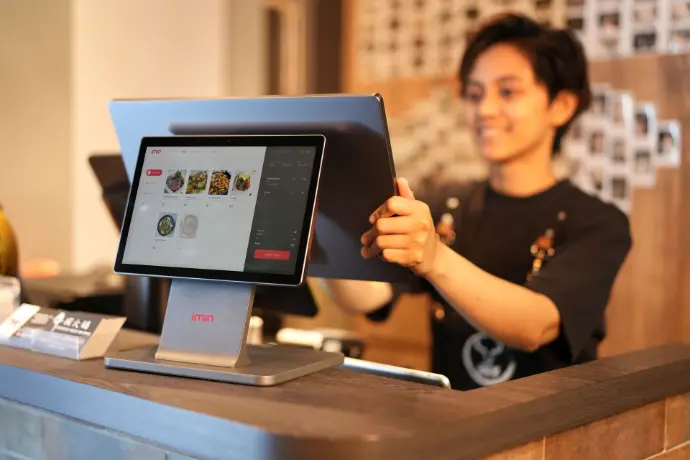 Point of sale system used at a business counter